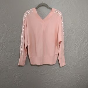 I.N.C WOME'S V-Neck Sweater with Embellished Sleeves